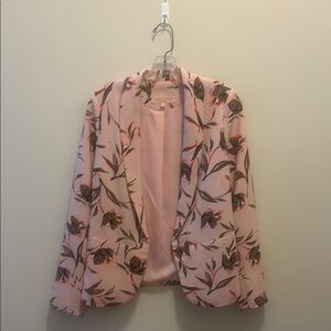 Gibson Latimer Pink and Brown Blazer with Botanical Print